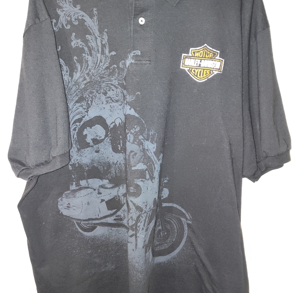 Harley-Davidson Black and Gray Graphic Polo